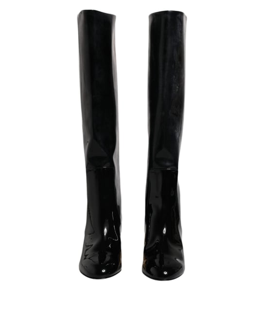 Botas Altas Vally de Cuero Patente Negro de Dolce & Gabbana - Image 2