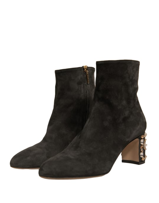 Botas de tobillo negras con tacón adornado de Dolce & Gabbana - Image 3