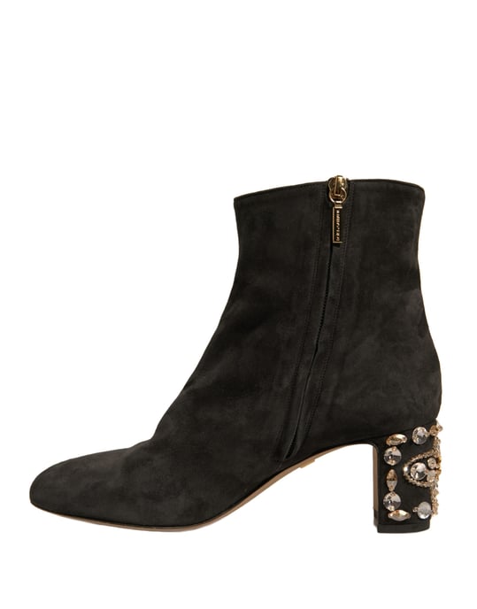 Botas de tobillo negras con tacón adornado de Dolce & Gabbana - Image 5