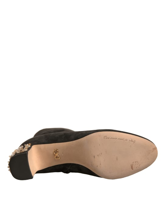 Botas de tobillo negras con tacón adornado de Dolce & Gabbana - Image 6