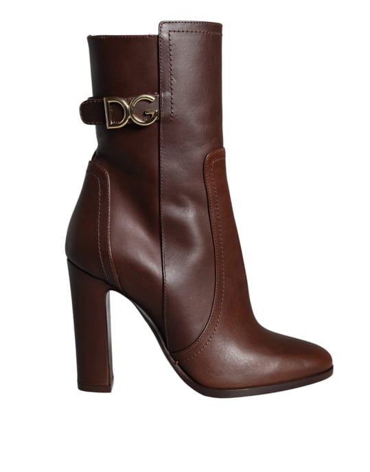 Botas de Cuero Marrón de Tobillo de Dolce & Gabbana - Image 1