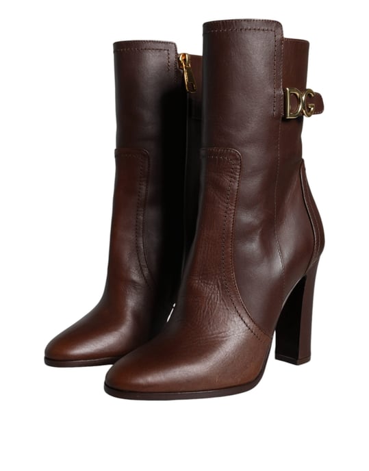 Botas de Cuero Marrón de Tobillo de Dolce & Gabbana - Image 3