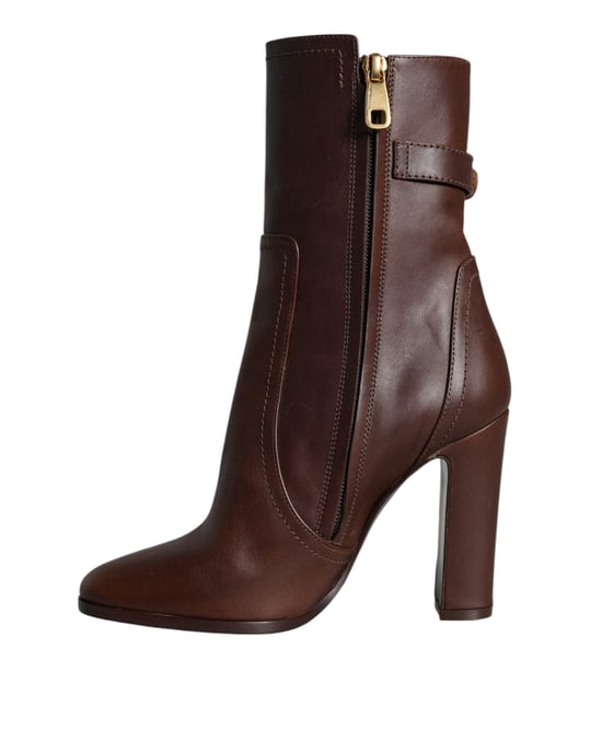 Botas de Cuero Marrón de Tobillo de Dolce & Gabbana - Image 4