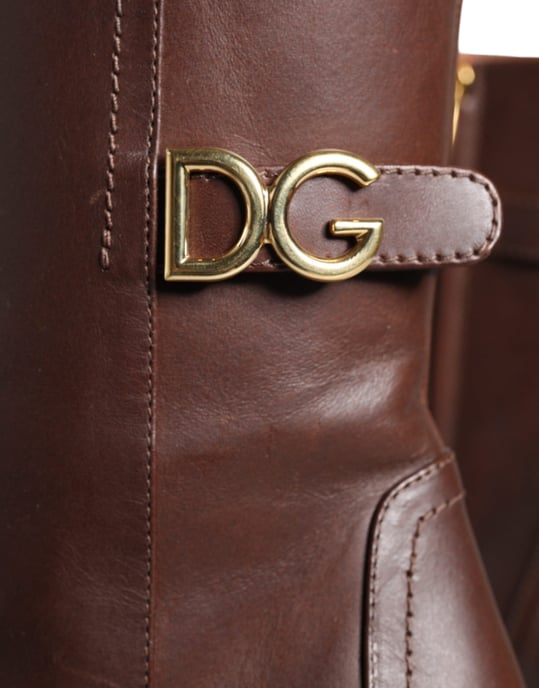 Botas de Cuero Marrón de Tobillo de Dolce & Gabbana - Image 5