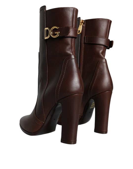 Botas de Cuero Marrón de Tobillo de Dolce & Gabbana - Image 6
