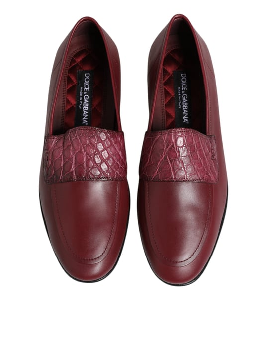 Zapatos de vestir Slip-On de cuero burdeos de Dolce & Gabbana - Image 3
