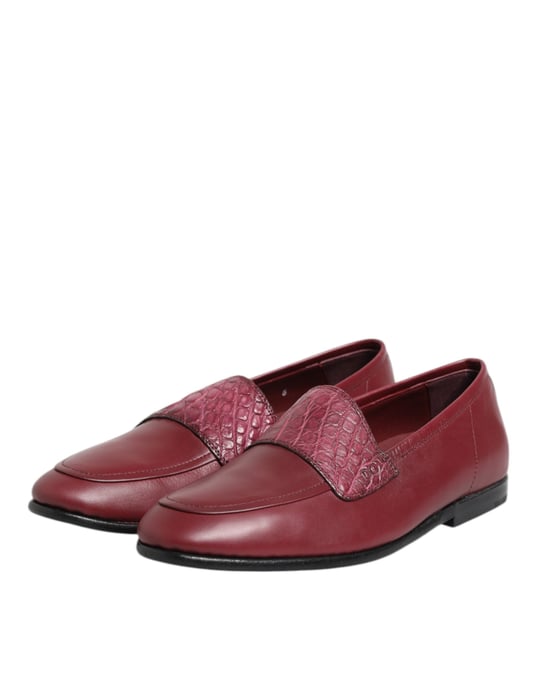 Zapatos de vestir Slip-On de cuero burdeos de Dolce & Gabbana - Image 4
