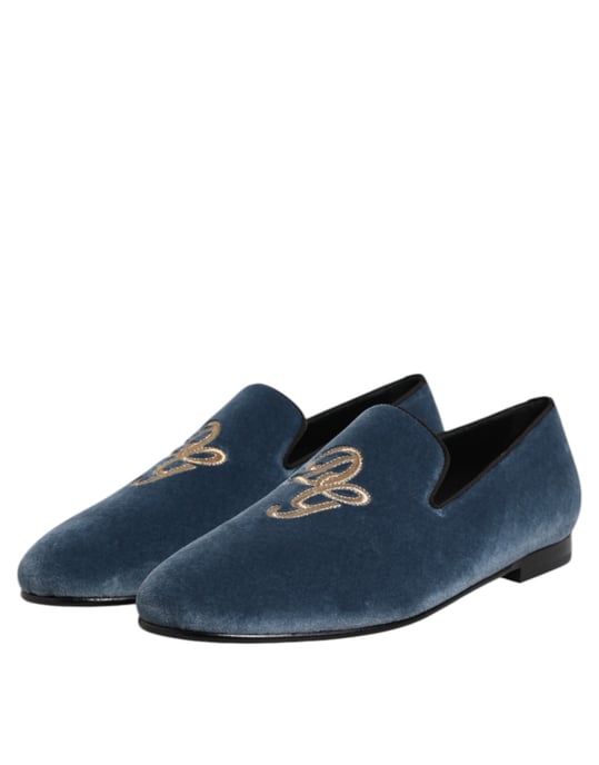 Mocasines formales azul terciopelo con logo DG de Dolce & Gabbana - Image 4