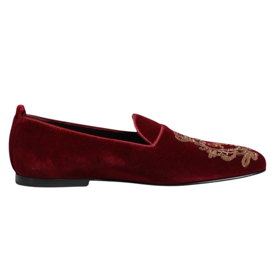 Zapatos Mocasines de Hombre Dolce & Gabbana Red Velvet Gold Crown - Image 2