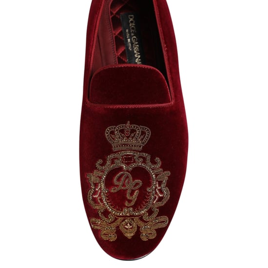 Zapatos Mocasines de Hombre Dolce & Gabbana Red Velvet Gold Crown - Image 4