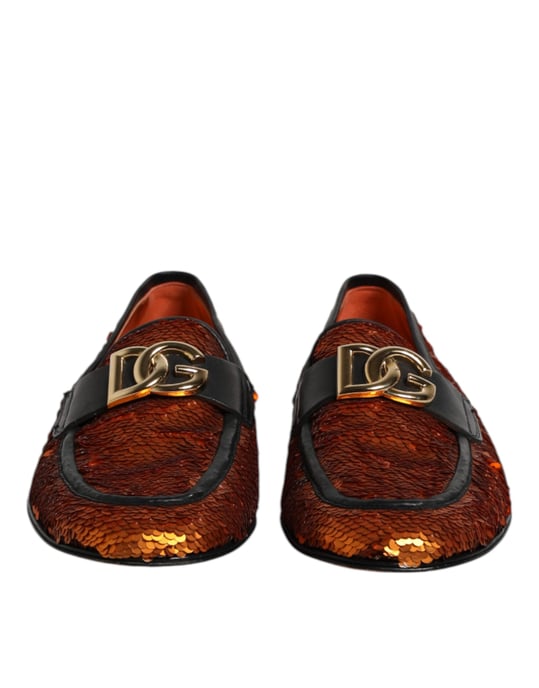 Mocasines para hombre Dolce & Gabbana con adornos de lentejuelas naranjas - Image 2