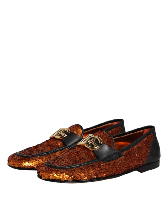 Mocasines para hombre Dolce & Gabbana con adornos de lentejuelas naranjas - Image 4