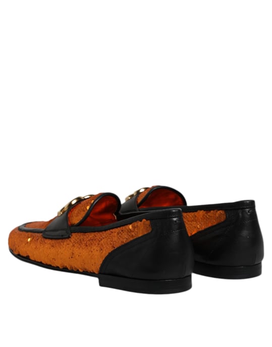 Mocasines para hombre Dolce & Gabbana con adornos de lentejuelas naranjas - Image 5