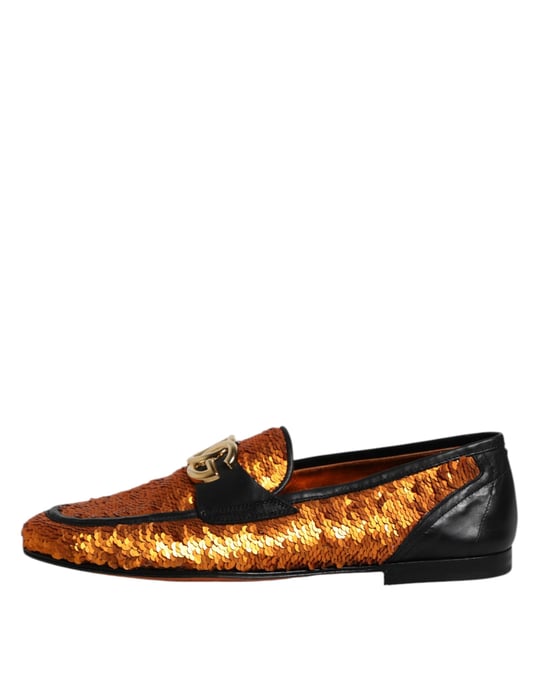 Mocasines para hombre Dolce & Gabbana con adornos de lentejuelas naranjas - Image 6