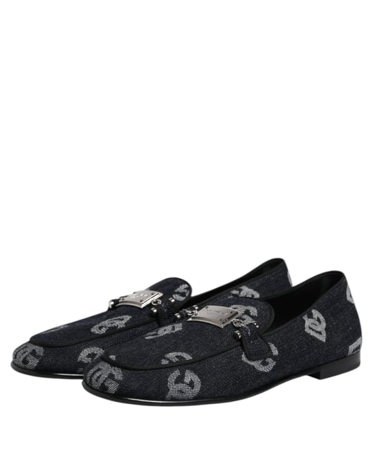 Mocasines Formales de Algodón con Logo Azul Dolce & Gabbana - Image 4