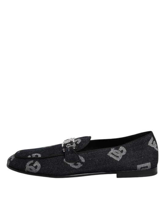 Mocasines Formales de Algodón con Logo Azul Dolce & Gabbana - Image 6
