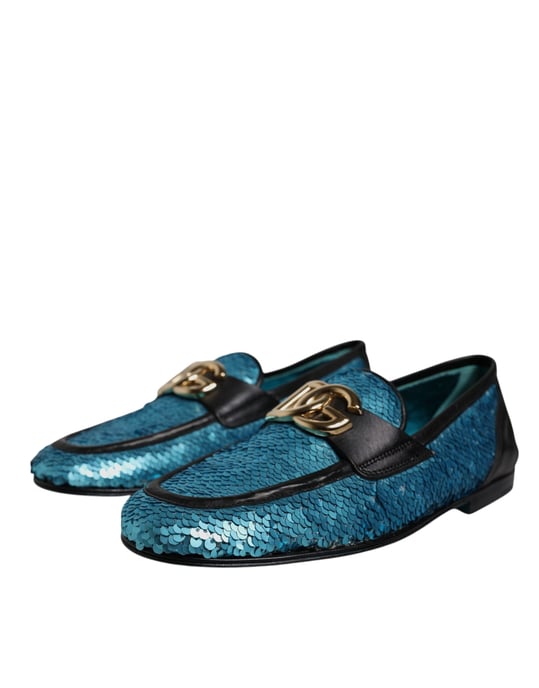 Zapatos formales con brillantina azul de Dolce & Gabbana - Image 2
