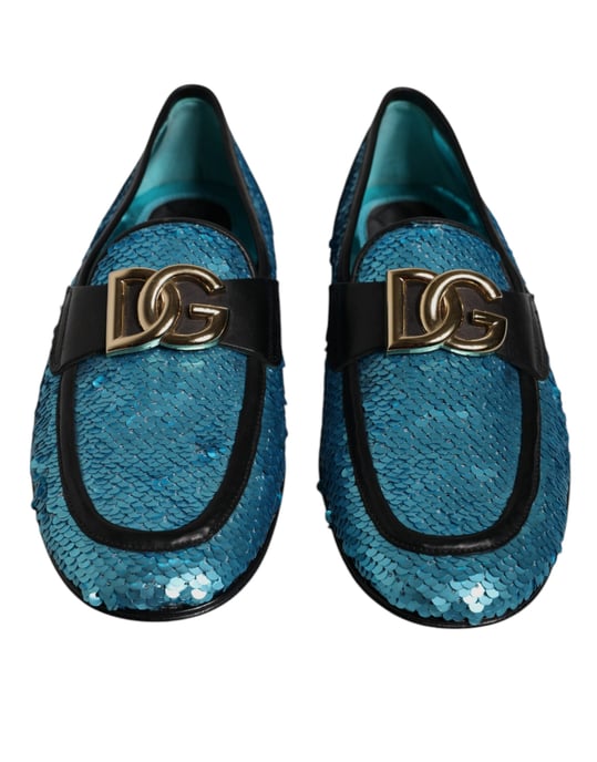 Zapatos formales con brillantina azul de Dolce & Gabbana - Image 3