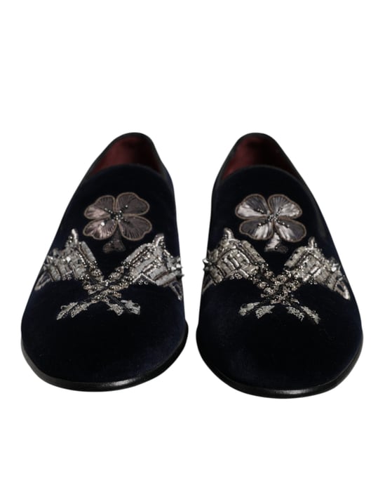 Mocasines de vestido de terciopelo negro floral de Dolce & Gabbana - Image 2