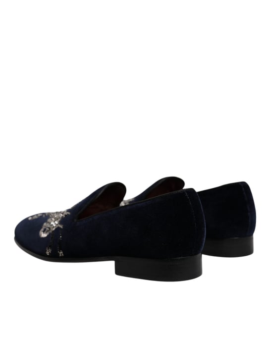 Mocasines de vestido de terciopelo negro floral de Dolce & Gabbana - Image 4