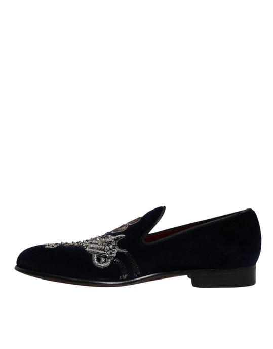 Mocasines de vestido de terciopelo negro floral de Dolce & Gabbana - Image 5