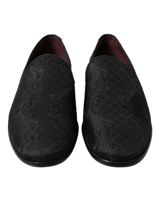 Zapatos de vestir tipo mocasín para hombre en brocado negro de Dolce & Gabbana - Image 2