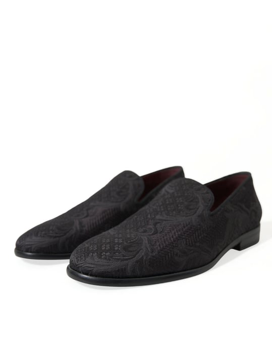 Zapatos de vestir tipo mocasín para hombre en brocado negro de Dolce & Gabbana - Image 3