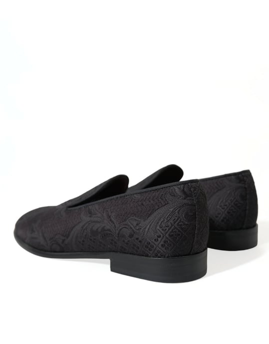 Zapatos de vestir tipo mocasín para hombre en brocado negro de Dolce & Gabbana - Image 4