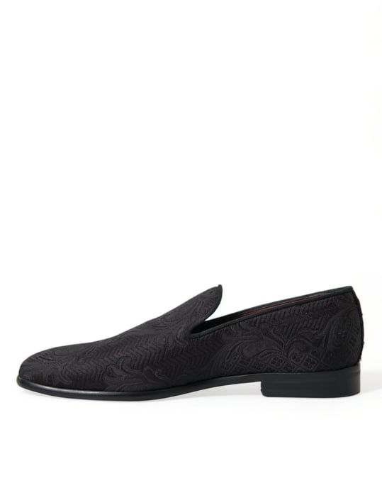 Zapatos de vestir tipo mocasín para hombre en brocado negro de Dolce & Gabbana - Image 5