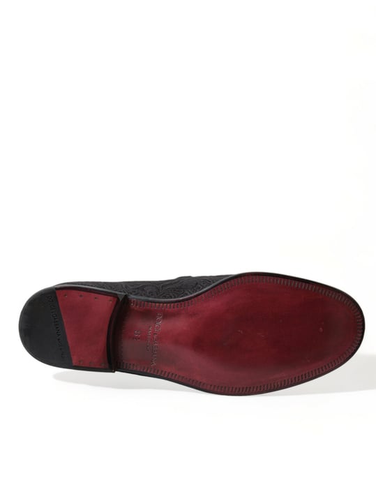 Zapatos de vestir tipo mocasín para hombre en brocado negro de Dolce & Gabbana - Image 6