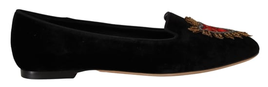 Zapatos planos Slip On Negros DG Corazón Sagrado de Dolce & Gabbana - Image 1