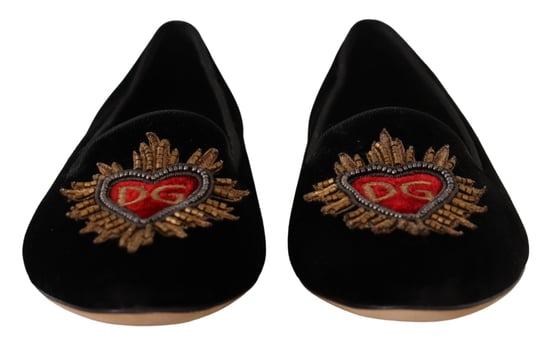 Zapatos planos Slip On Negros DG Corazón Sagrado de Dolce & Gabbana - Image 2
