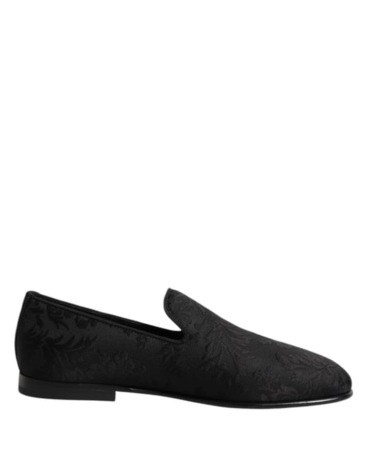 Mocasines de vestir para hombre Dolce & Gabbana en brocado floral negro - Image 1