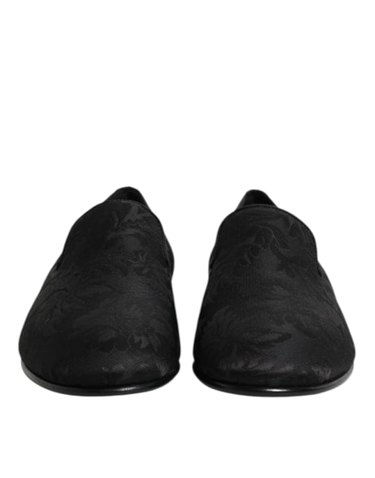 Mocasines de vestir para hombre Dolce & Gabbana en brocado floral negro - Image 2