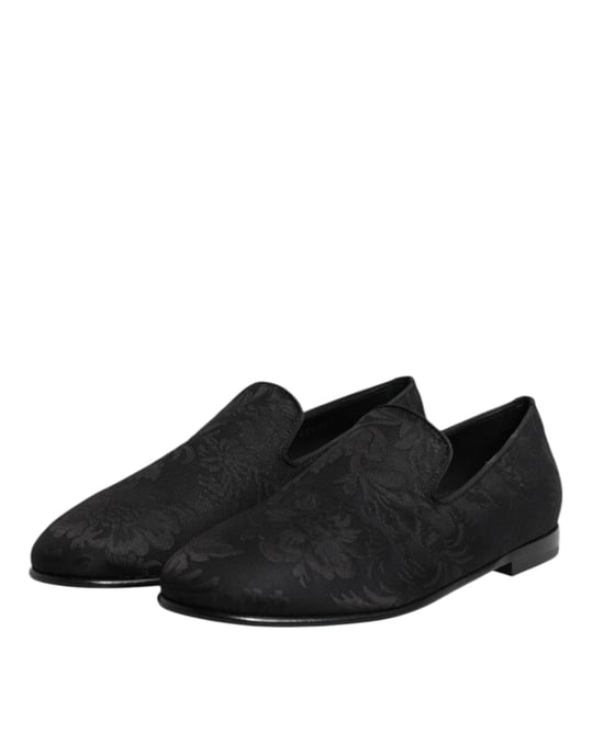 Mocasines de vestir para hombre Dolce & Gabbana en brocado floral negro - Image 4