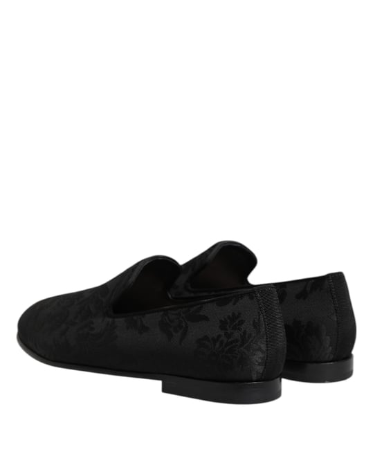 Mocasines de vestir para hombre Dolce & Gabbana en brocado floral negro - Image 5