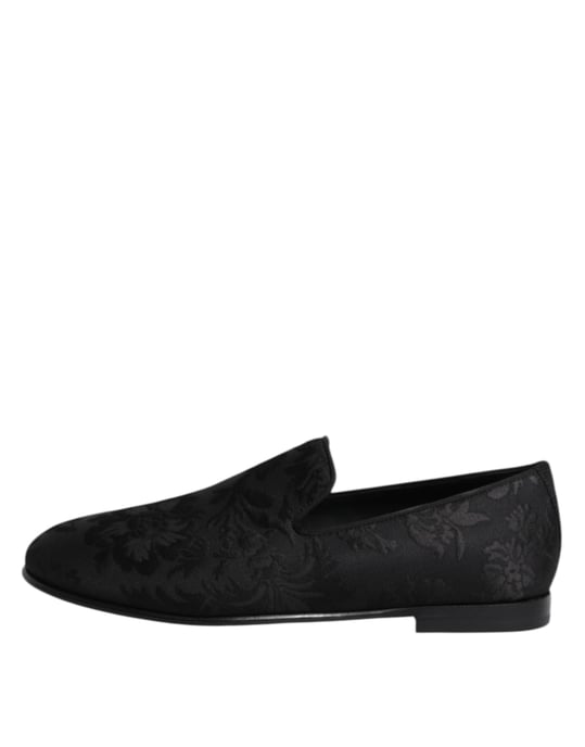 Mocasines de vestir para hombre Dolce & Gabbana en brocado floral negro - Image 6