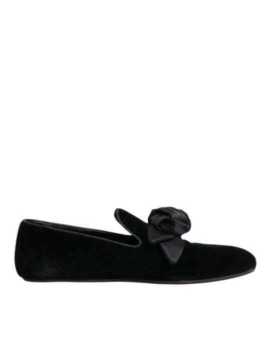 Mocasines de Algodón Rosa de Ante Negro Dolce & Gabbana - Image 1