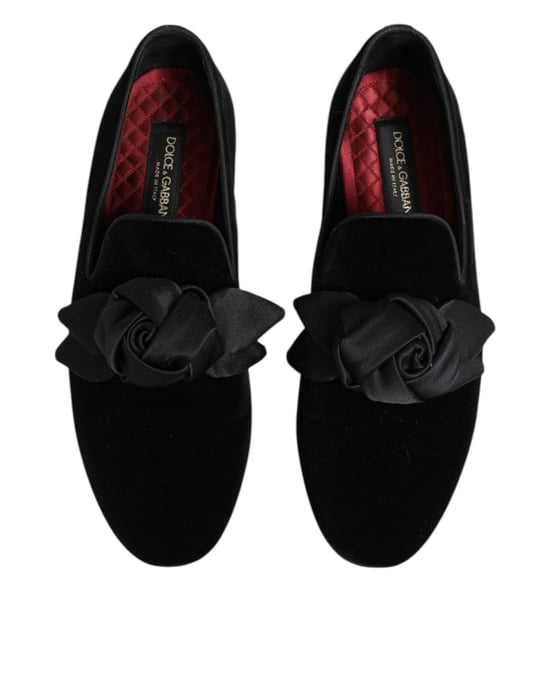 Mocasines de Algodón Rosa de Ante Negro Dolce & Gabbana - Image 3