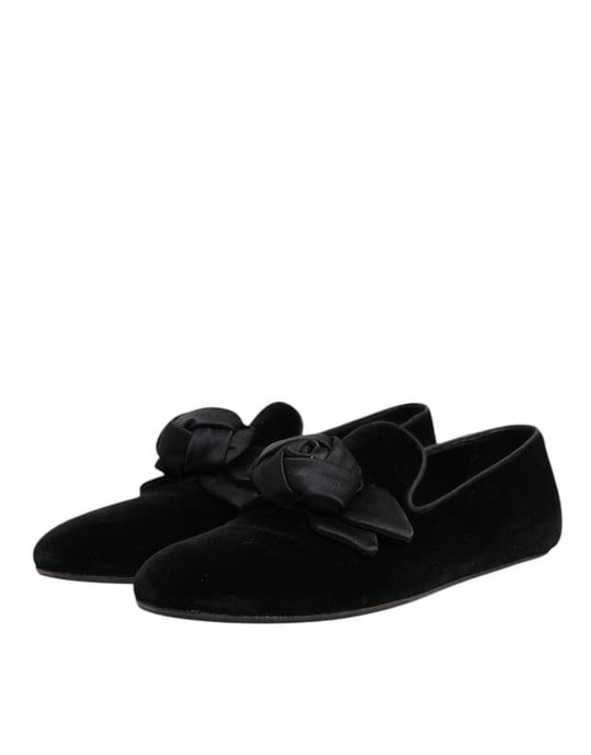 Mocasines de Algodón Rosa de Ante Negro Dolce & Gabbana - Image 4