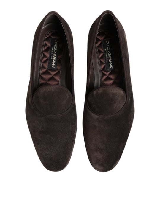 Mocasines de Cuero de Terciopelo Marrón Dolce & Gabbana - Image 3