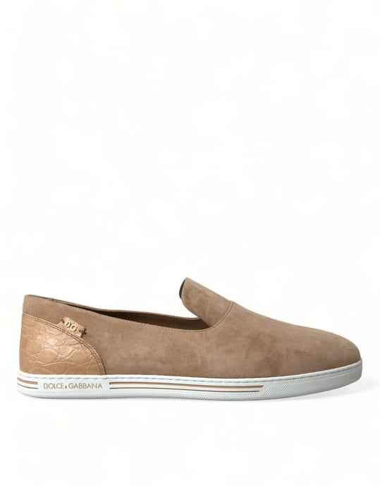Mocasines de Suede de Caimán Beiges para Hombre de Dolce & Gabbana - Image 1