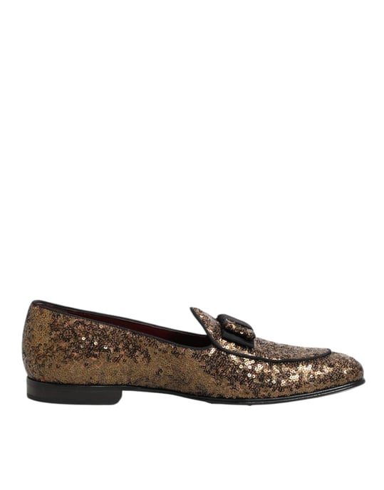 Zapatos de vestir para hombre Dolce & Gabbana Gold con lentejuelas y estilo mocasín. - Image 2