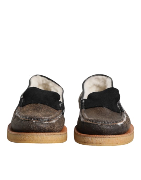 Mocasines de Cuero de Ternera Marrón y Blanco de Dolce & Gabbana - Image 2