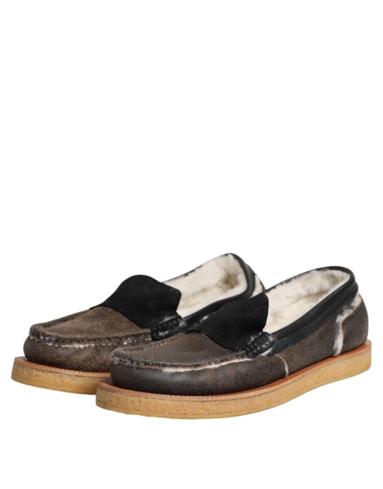 Mocasines de Cuero de Ternera Marrón y Blanco de Dolce & Gabbana - Image 4