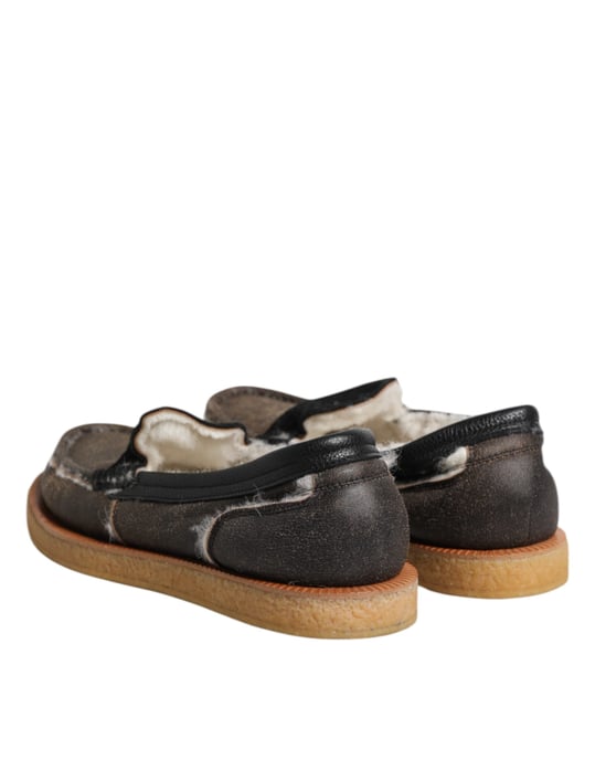 Mocasines de Cuero de Ternera Marrón y Blanco de Dolce & Gabbana - Image 5
