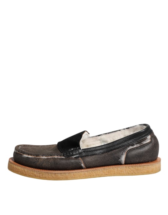 Mocasines de Cuero de Ternera Marrón y Blanco de Dolce & Gabbana - Image 6
