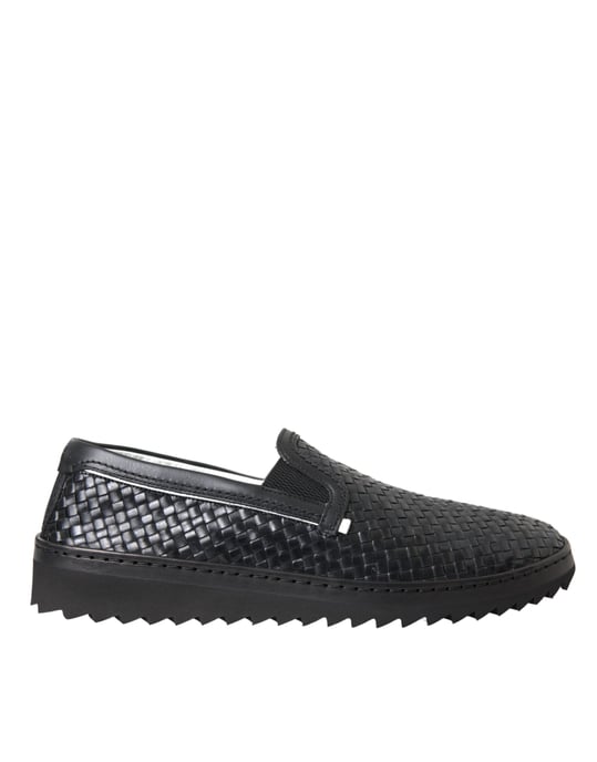 Mocasines para hombre de cuero búfalo tejido negro de Dolce & Gabbana - Image 1