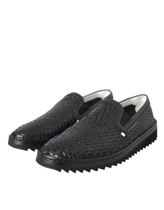 Mocasines para hombre de cuero búfalo tejido negro de Dolce & Gabbana - Image 3