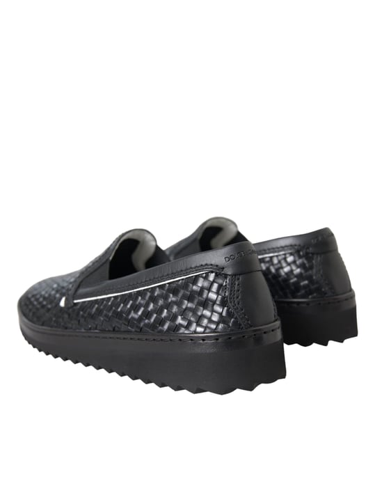 Mocasines para hombre de cuero búfalo tejido negro de Dolce & Gabbana - Image 4